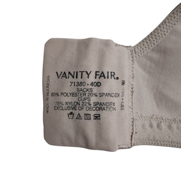 VANITY FAIR Beauty Back Full Figure Wireless Smoothing Bra Pale Pink 40D #71380 - Picture 3 of 5